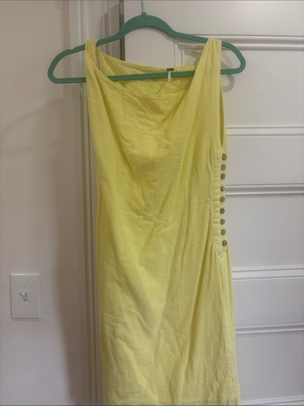 Free People Yellow Sleeveless Women’s Dress with Side Button Detail